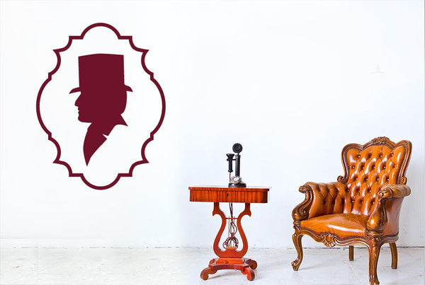 Gentleman Top Hat Side Profile Wall Sticker