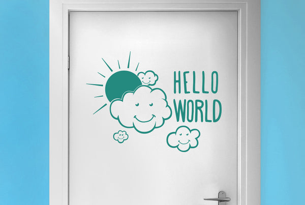 Hello World Door Room Sticker