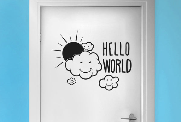 Hello World Door Room Sticker