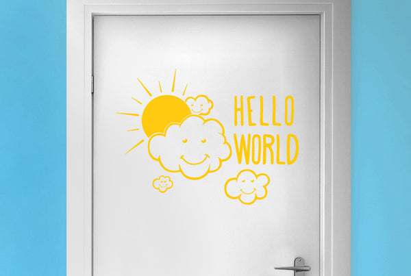 Hello World Door Room Sticker