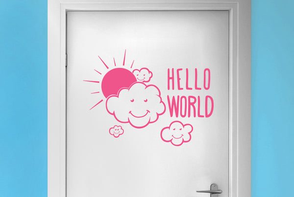 Hello World Door Room Sticker