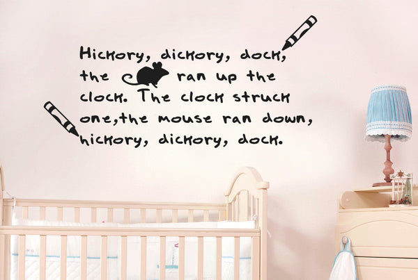 Hickery Dickery Dock The Mouse Went Up The Clock Nursery Rhyme Wall Sticker