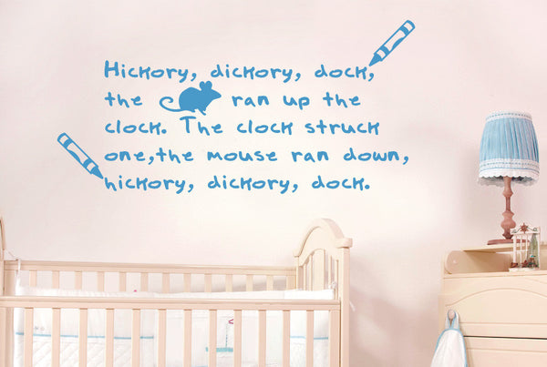 Hickery Dickery Dock The Mouse Went Up The Clock Nursery Rhyme Wall Sticker