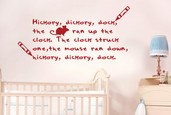 Hickery Dickery Dock The Mouse Went Up The Clock Nursery Rhyme Wall Sticker