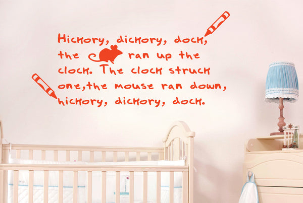 Hickery Dickery Dock The Mouse Went Up The Clock Nursery Rhyme Wall Sticker