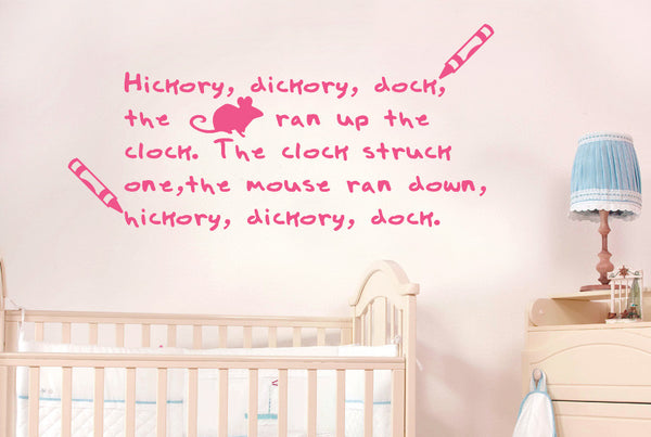 Hickery Dickery Dock The Mouse Went Up The Clock Nursery Rhyme Wall Sticker