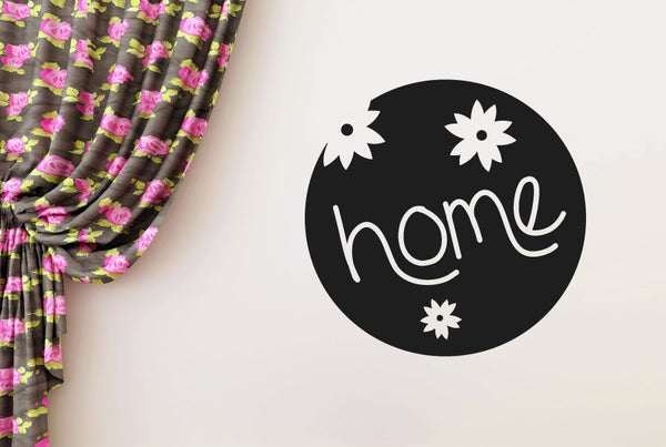 Home Sign Three Cute Flowers Wall Sticker
