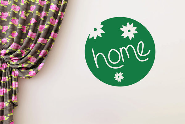 Home Sign Three Cute Flowers Wall Sticker