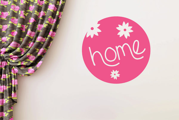 Home Sign Three Cute Flowers Wall Sticker