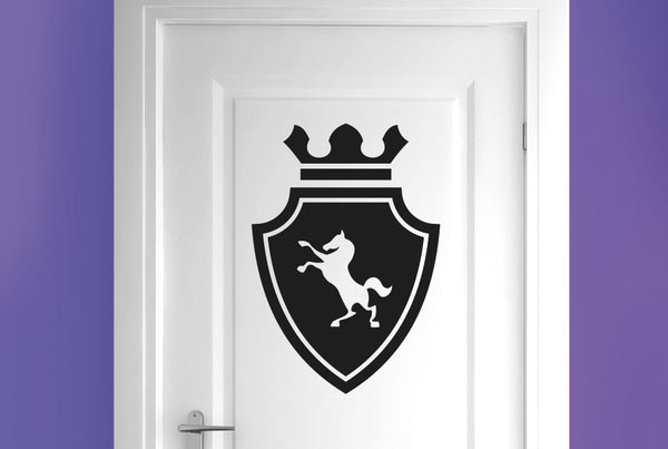 Horse On Coat Of Arms Shield Door Room Sticker
