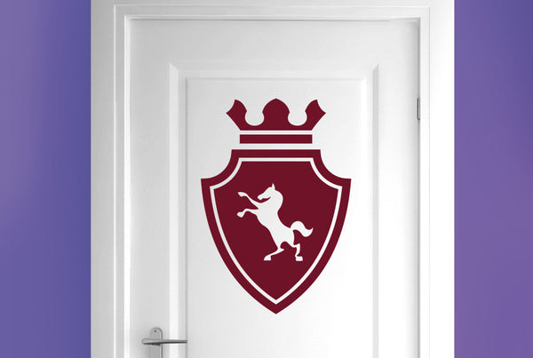 Horse On Coat Of Arms Shield Door Room Sticker