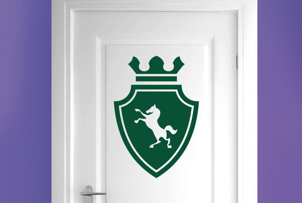 Horse On Coat Of Arms Shield Door Room Sticker