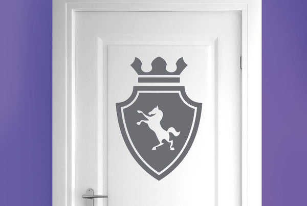 Horse On Coat Of Arms Shield Door Room Sticker