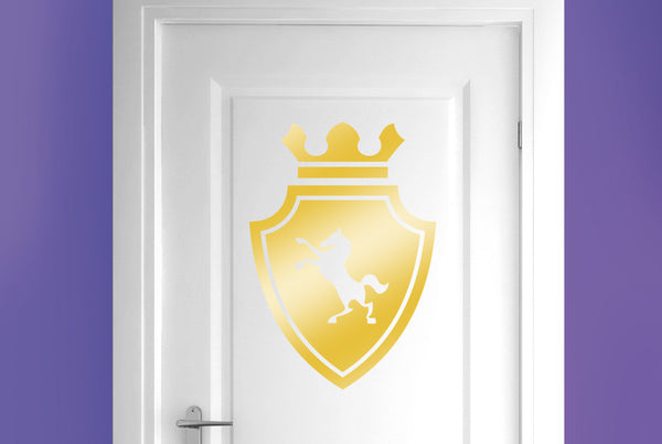 Horse On Coat Of Arms Shield Door Room Sticker