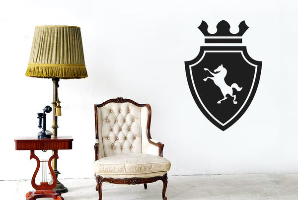 Horse On Coat Of Arms Shield Wall Sticker