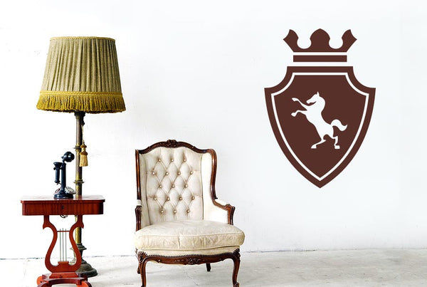 Horse On Coat Of Arms Shield Wall Sticker