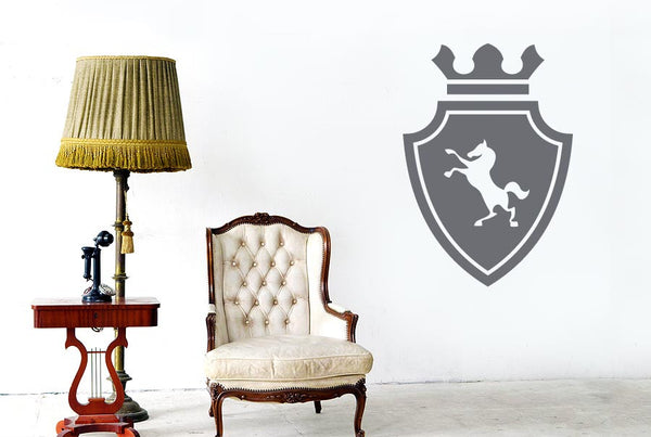 Horse On Coat Of Arms Shield Wall Sticker