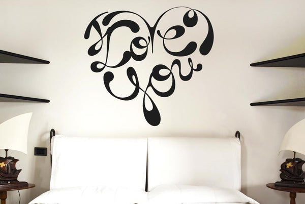 I Love You In Shape Of A Heart Ink Wall Sticker