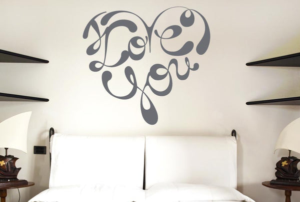 I Love You In Shape Of A Heart Ink Wall Sticker