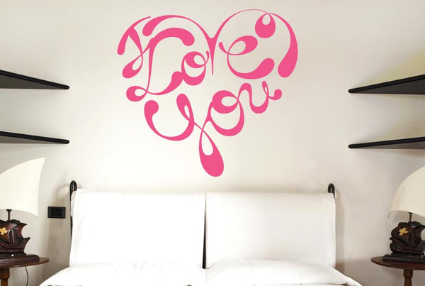 I Love You In Shape Of A Heart Ink Wall Sticker