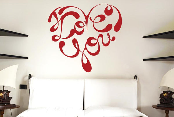 I Love You In Shape Of A Heart Ink Wall Sticker