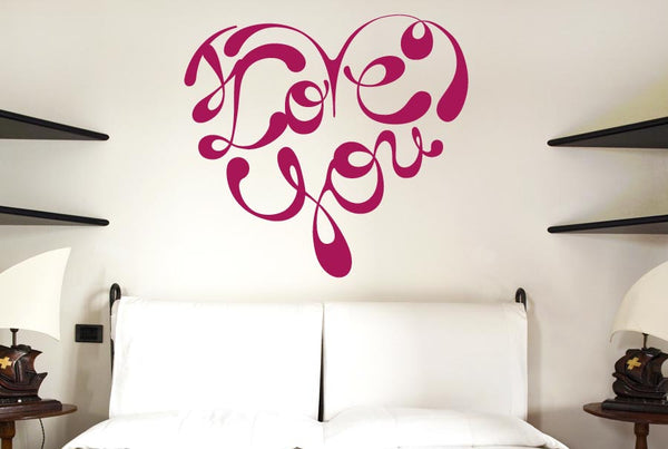 I Love You In Shape Of A Heart Ink Wall Sticker