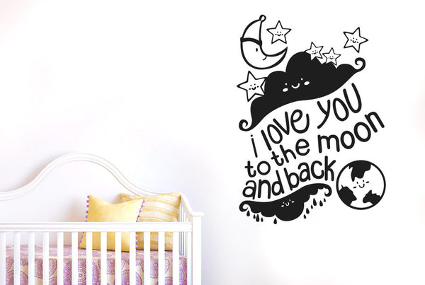 I Love You To The Moon And Back With Stars Wall Sticker