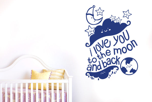 I Love You To The Moon And Back With Stars Wall Sticker