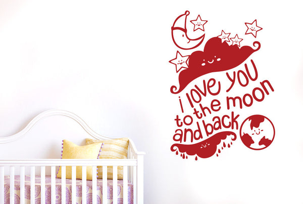 I Love You To The Moon And Back With Stars Wall Sticker