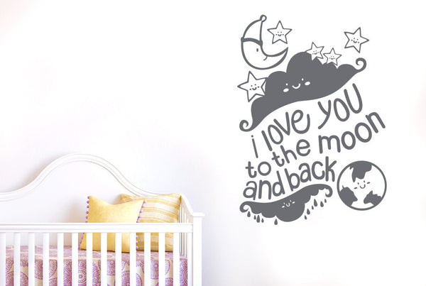 I Love You To The Moon And Back With Stars Wall Sticker