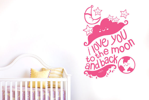 I Love You To The Moon And Back With Stars Wall Sticker