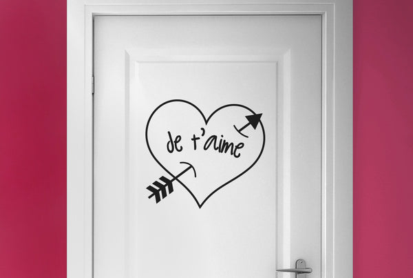 Je Taime Arrow Through Heart Door Room Sticker