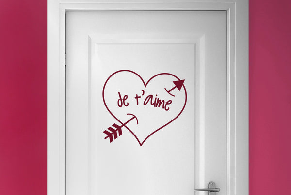 Je Taime Arrow Through Heart Door Room Sticker