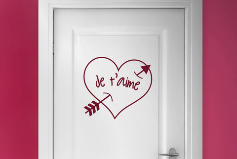 Je Taime Arrow Through Heart Door Room Sticker
