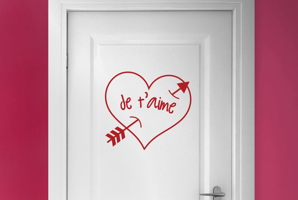 Je Taime Arrow Through Heart Door Room Sticker