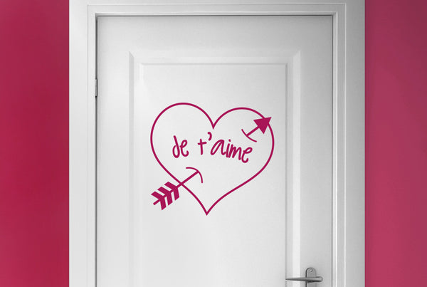 Je Taime Arrow Through Heart Door Room Sticker