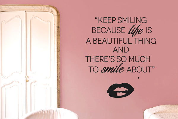 Keep Smiling Because Life Is A Beautiful Thing Wall Sticker
