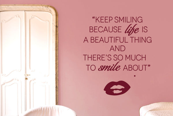 Keep Smiling Because Life Is A Beautiful Thing Wall Sticker