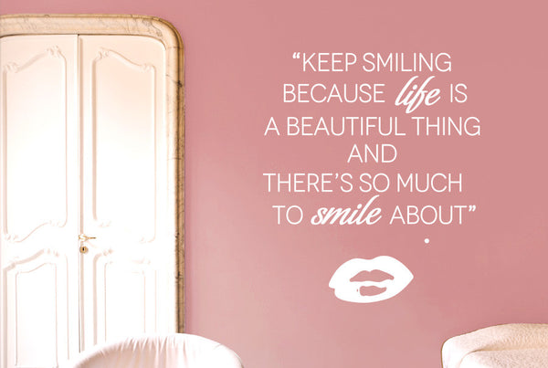 Keep Smiling Because Life Is A Beautiful Thing Wall Sticker