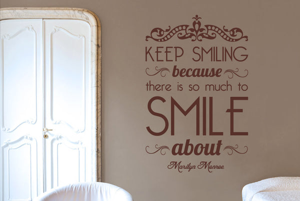 Marilyn Monroe - Keep Smiling Because There Is So Much To Smile About Wall Sticker