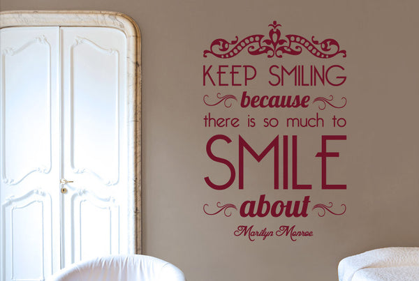 Marilyn Monroe - Keep Smiling Because There Is So Much To Smile About Wall Sticker