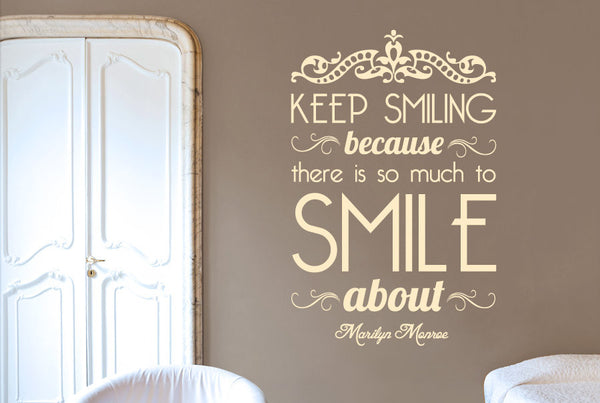 Marilyn Monroe - Keep Smiling Because There Is So Much To Smile About Wall Sticker