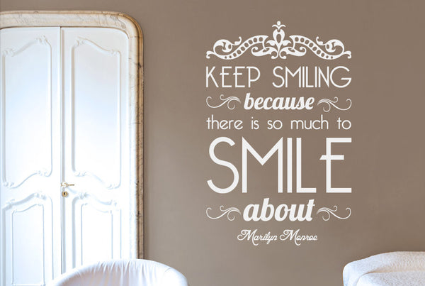 Marilyn Monroe - Keep Smiling Because There Is So Much To Smile About Wall Sticker