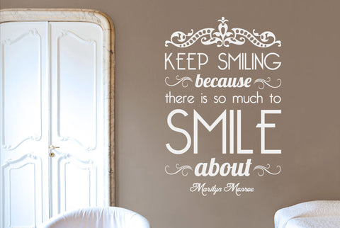 Marilyn Monroe - Keep Smiling Because There Is So Much To Smile About Wall Sticker