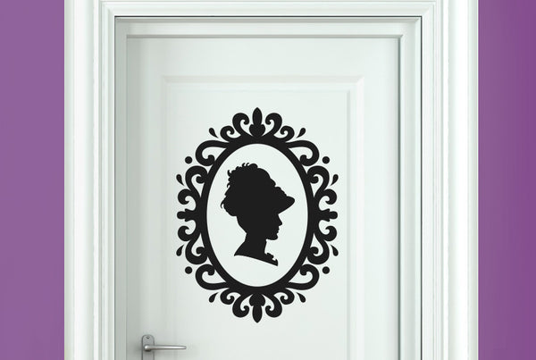 Lady Profile In Art Nouveau Frame Door Room Sticker