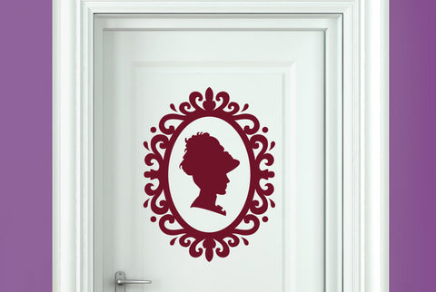 Lady Profile In Art Nouveau Frame Door Room Sticker
