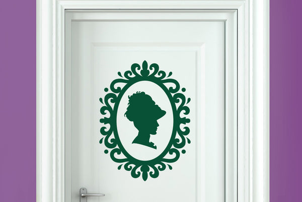 Lady Profile In Art Nouveau Frame Door Room Sticker
