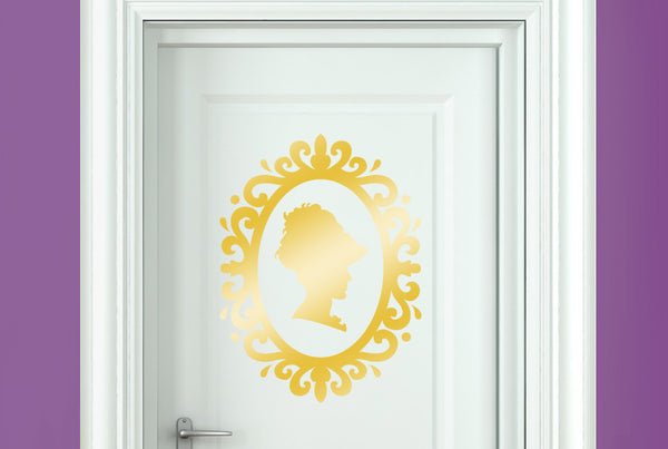 Lady Profile In Art Nouveau Frame Door Room Sticker