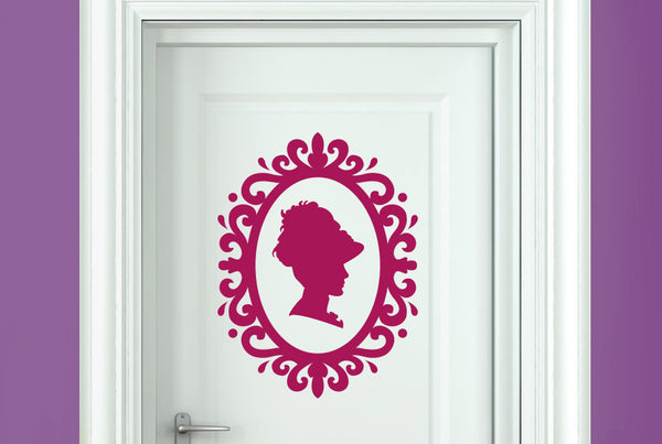 Lady Profile In Art Nouveau Frame Door Room Sticker