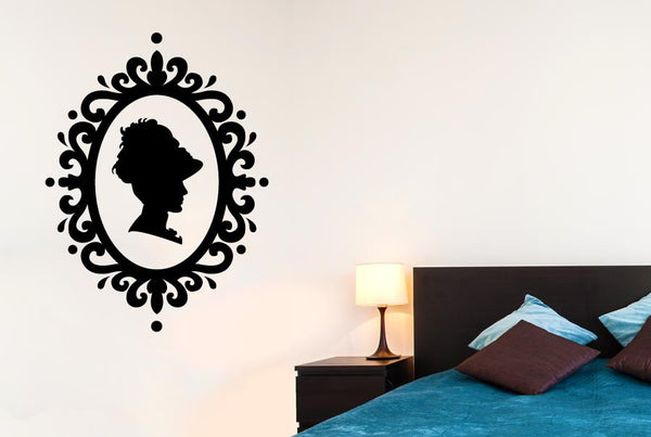 Lady Profile In Art Nouveau Frame Wall Sticker